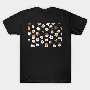 Cute Cats Pattern - Orange, Black, Brown and White T-Shirt